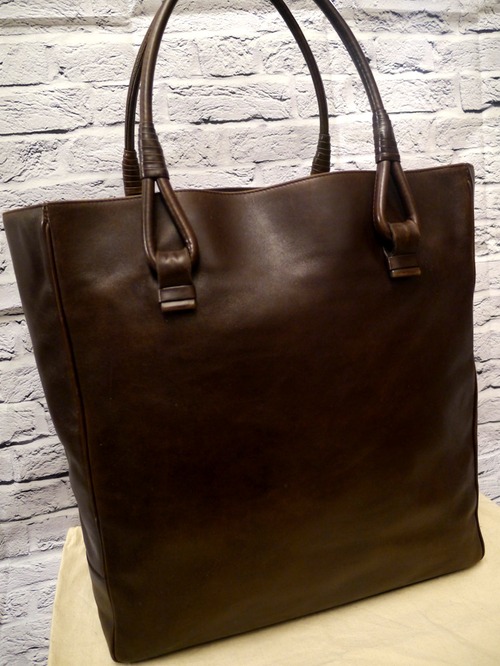 大容量◆BOTTEGA VENETA ボッテガヴェネタ ユニセックス A4対応 ビジネス可 レザー トート ハンド バッグ 濃茶◆ 便利なA4書類対応モデル♪