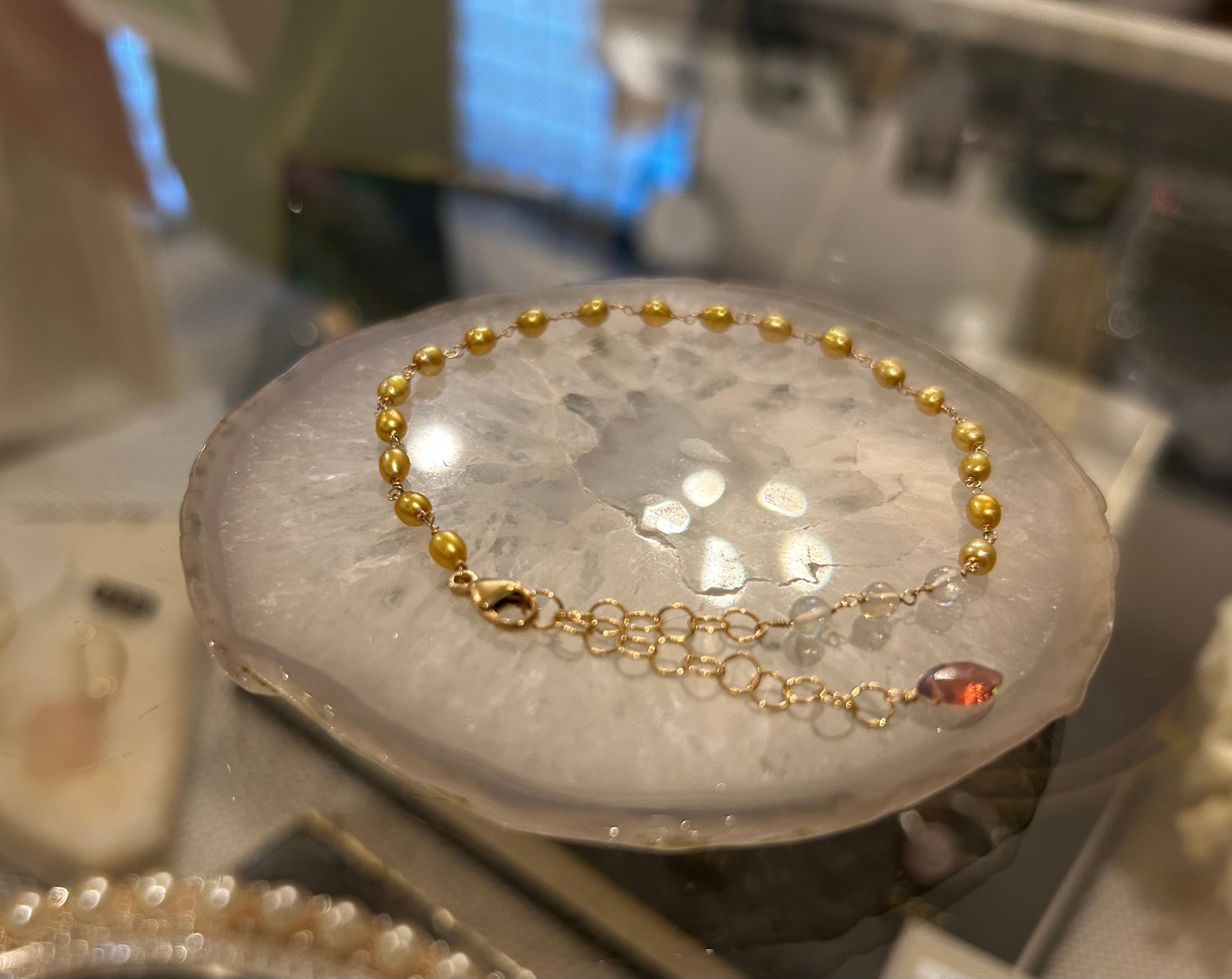 1点限定！14kgfカラーオパールレクタングルブレスレット 1点限定！14kgfカラーオパールレクタングルブレスレット