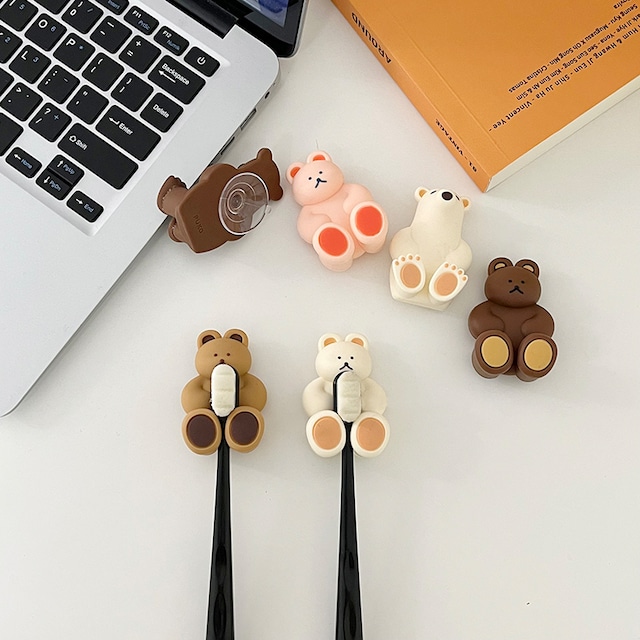 【BATH GOODS】韓国風カートゥーンクマ形立体歯ブラシホルダー 2点セット