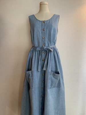 1980's Denim No Sleeve Long One-Piece