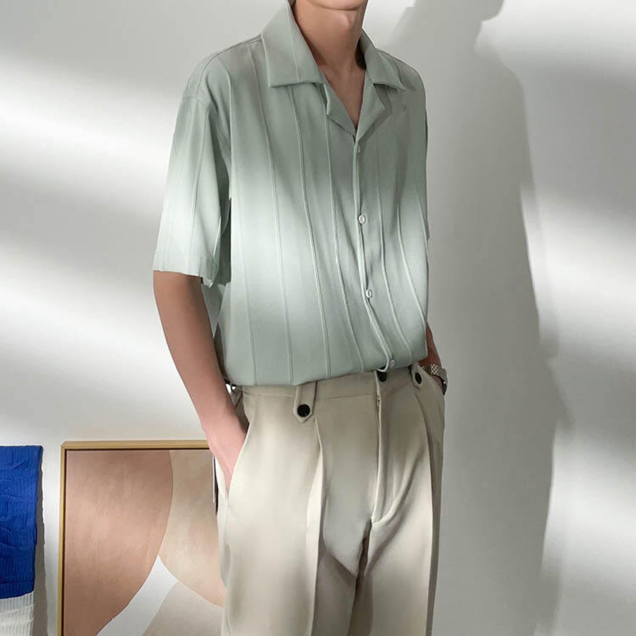 デザインオープンカラー半袖シャツ　MT0160015