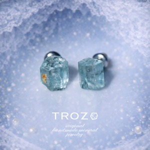 【021 Veiled Nereids Collection】 アクアマリン 鉱物原石 サージカルステンレス ピアス 天然石 アクセサリー (No.3714)