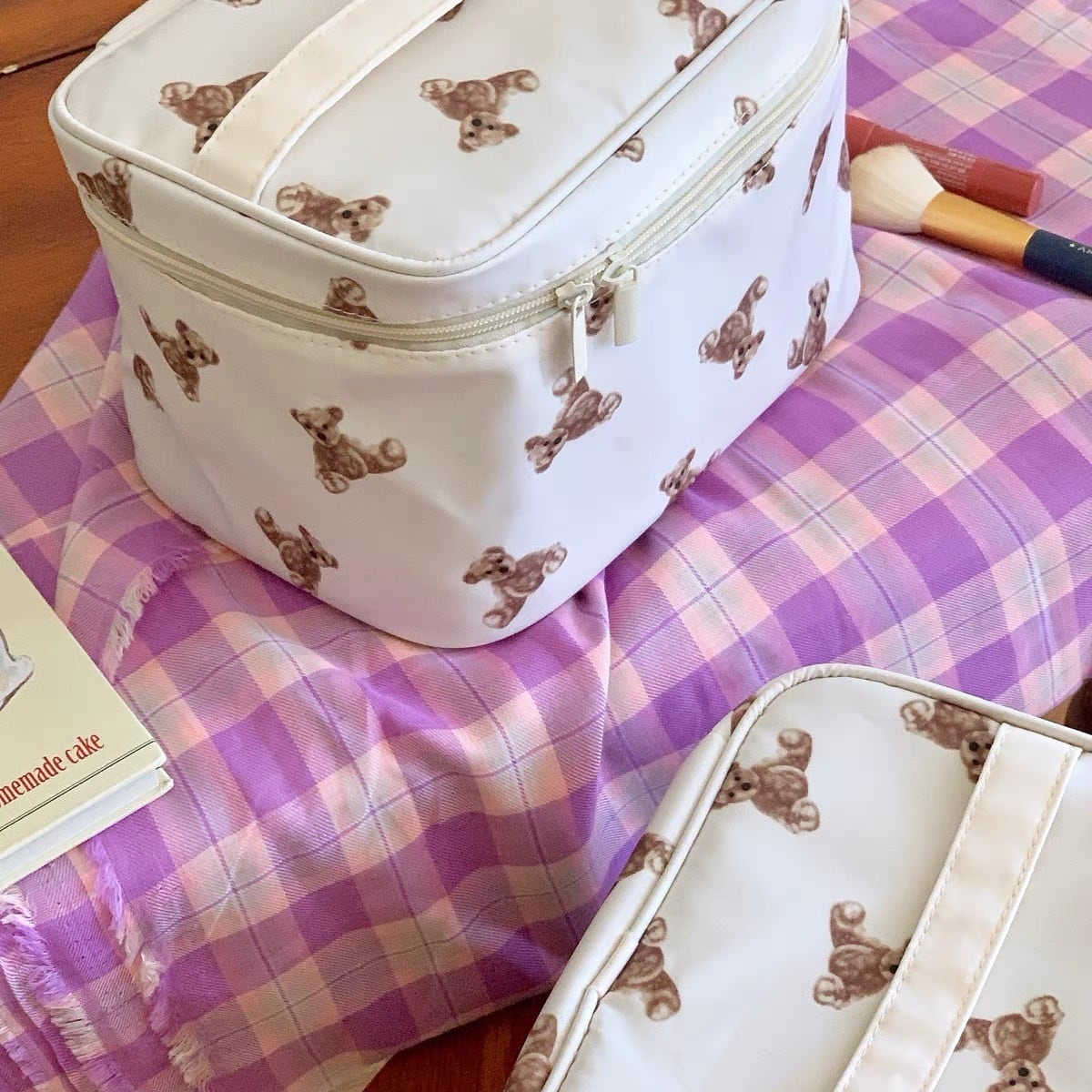 カーキ コスメポーチ バニティ バニティポーチ バニティーケース ポーチ メイクポーチ 化粧ポーチ 可愛い 大きめ 大容量 小物入れ 通販 ファッションデザイナー メイクポーチ