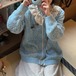 レースカラー透かし編みニットカーデ ・12282