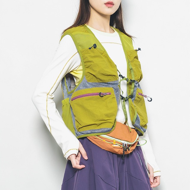 ドローコードフロントジッパーメッシュベスト C00688