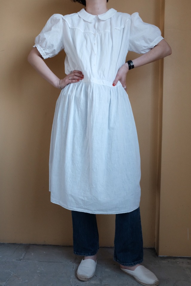 [VINTAGE] French antique handmade cotton dress