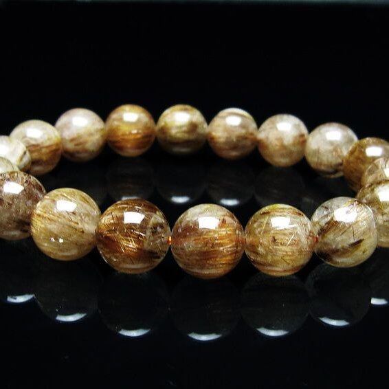 キャッツアイルチルクォーツ ブレスレット 12mm ルチルクォーツ ブレス 一点物 メール便可 [M便 1/10] 111-45778