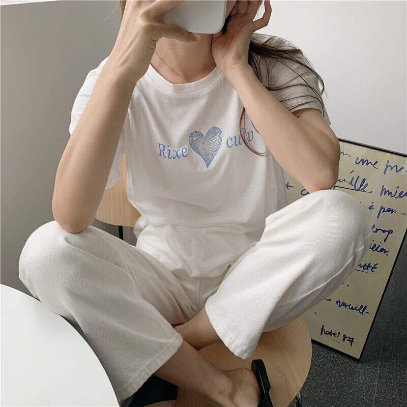 Tシャツ シャツ サマールーズ薄手カジュアルラウンドネック 夏物 Oネック ビッグFスモールZ韓国62787794918