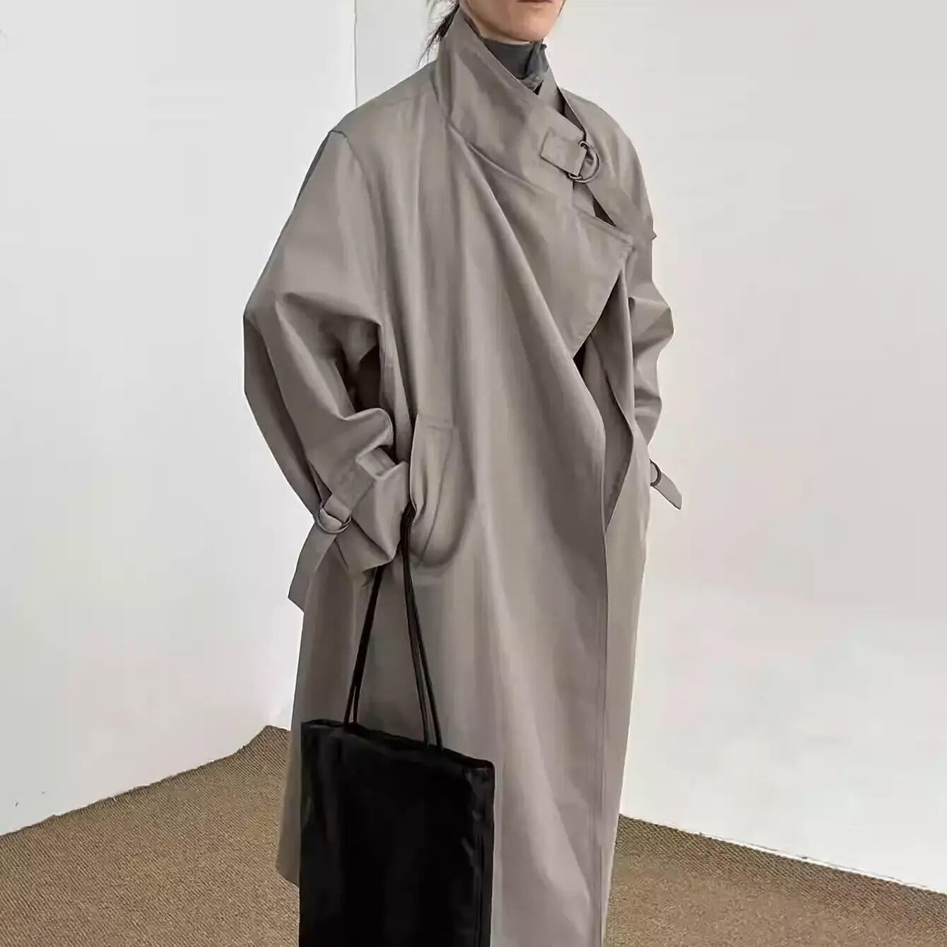 ボリュームスリーブオーバーサイズスタンドロングコート 1color MOJ0104