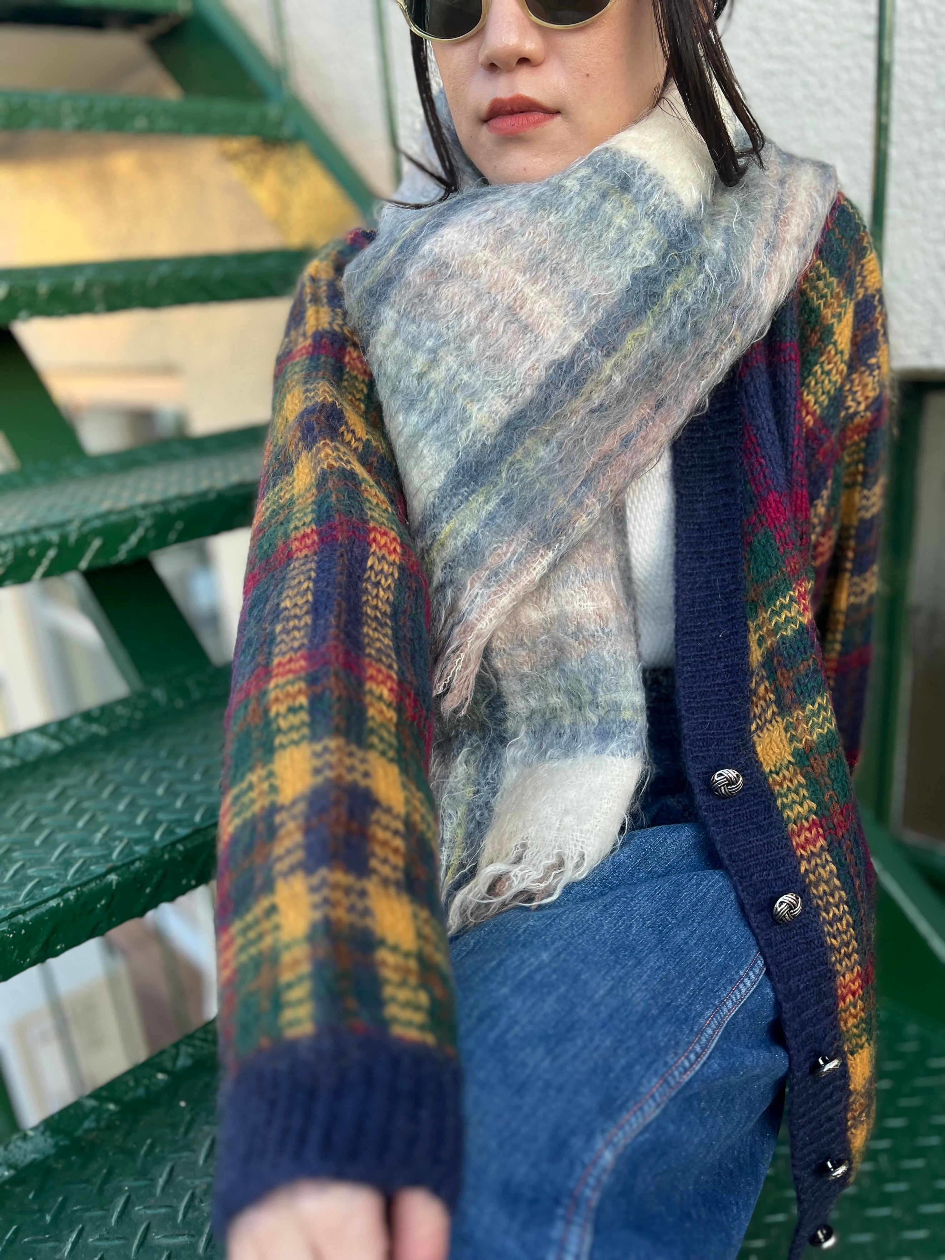 Vintage Scotland plaid mohair muffler ( ヴィンテージ