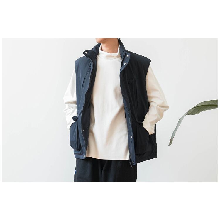 ★RETRO LARGE POCKET STAND COLLAR VEST　　　12308
