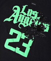 フリルスリーブ23プリントルーズTシャツ (BLACK) 　CQ-48130