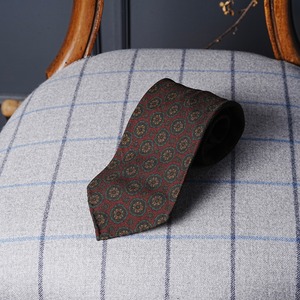 5-Fold Wool Printed Tie Brick Pattern  bordeaux 9121-23