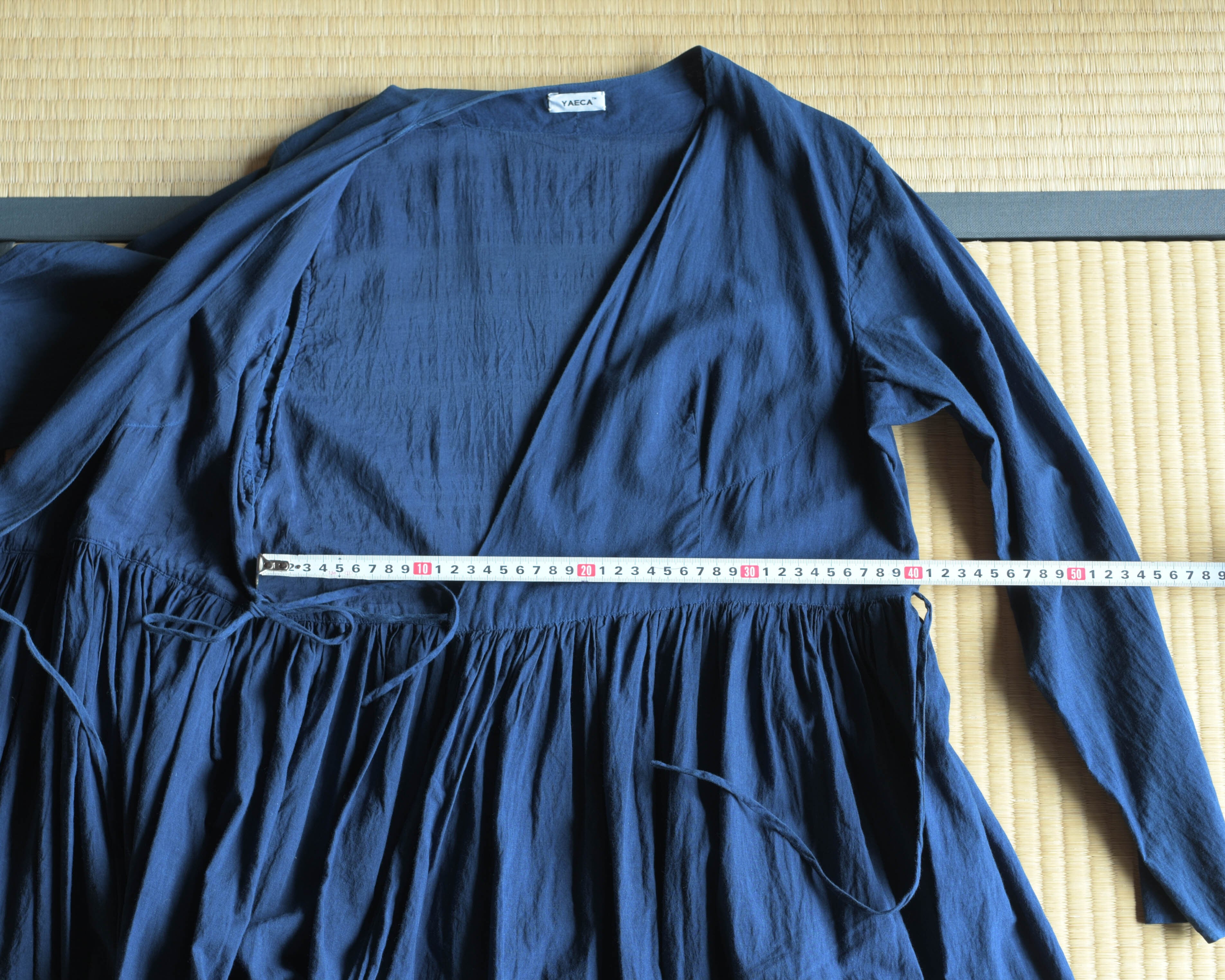 YAECA khadi ｜ラップギャザードレス 琉球藍 | 御茶屋跡