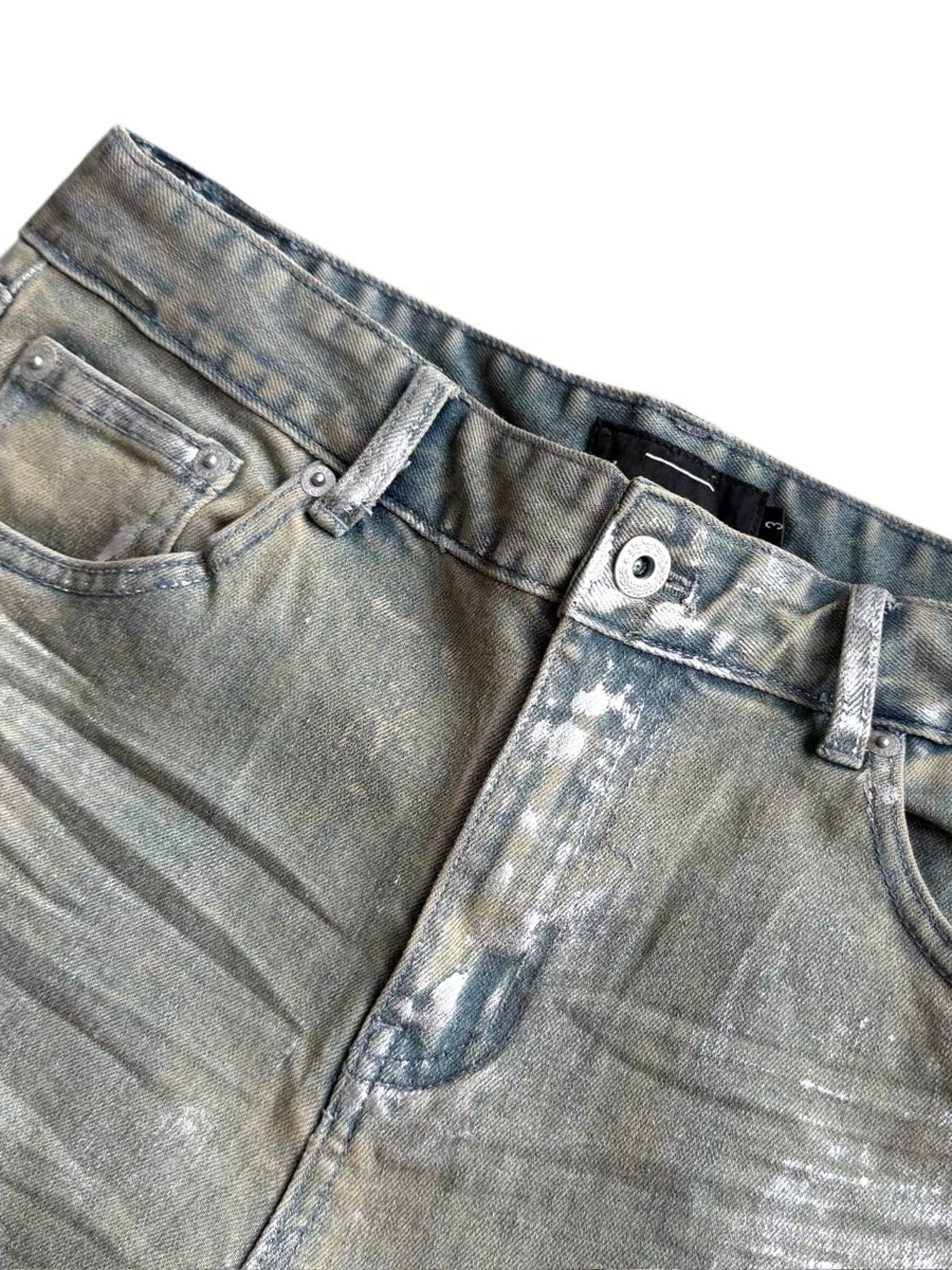 【CinderVein】Metallic Transfer Straight Denim Pants