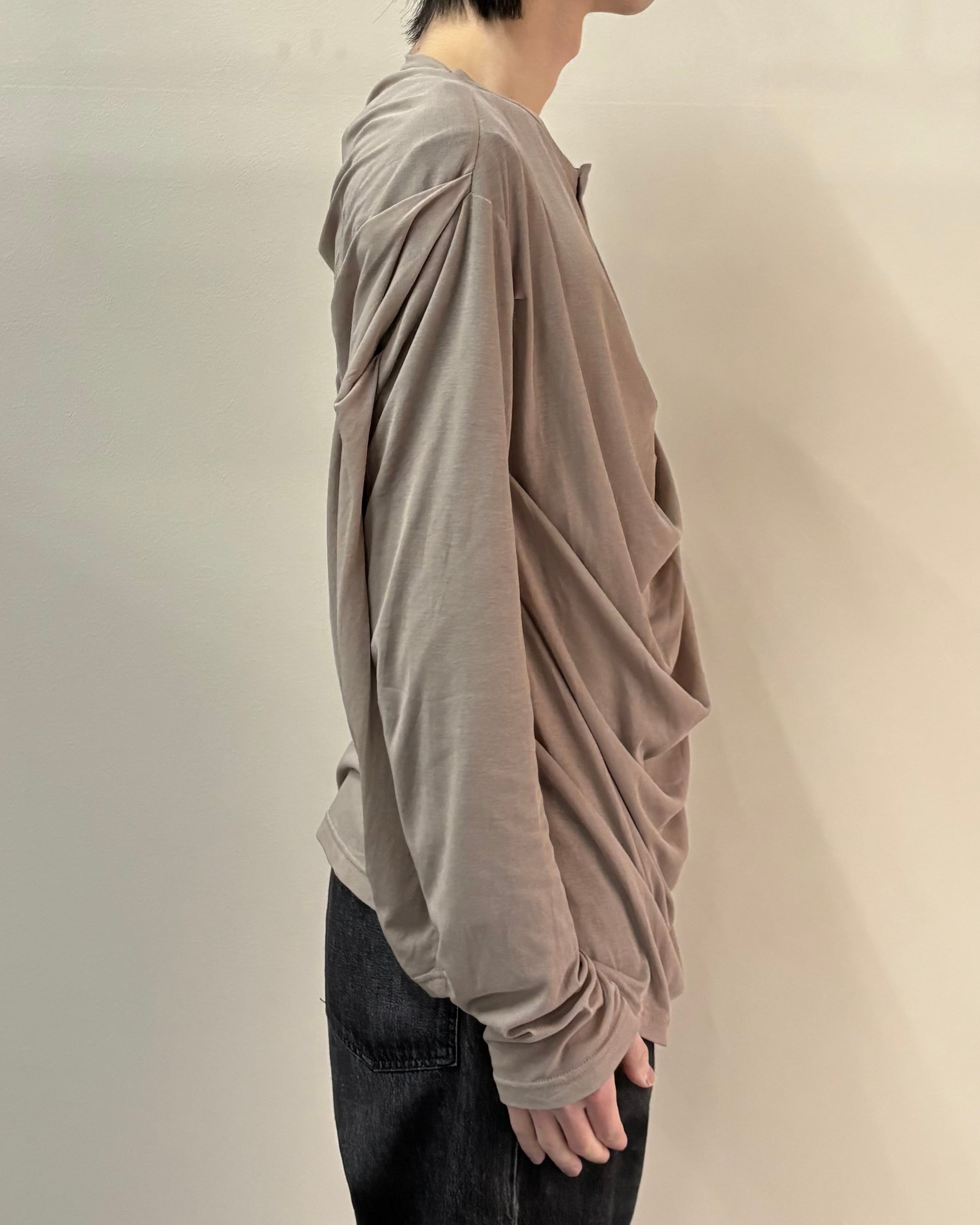 中*足様 Oscar Ouyang 26ss LONG SLEEVE TEE 26SS/Oscar Ouyang】CLAW DRAPE HENLEY LONG SLEEVE TEE | blendmarket