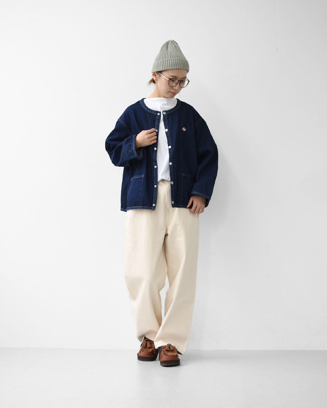 DANTON [ダントン] W DENIM COLLARLESS JACKET [DT-B0397DNS] デニム