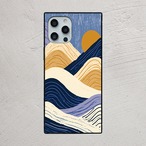 受注生産 iPhoneケース ブルー山並みウェーブ｜山並み風 抽象柄 CURV008A