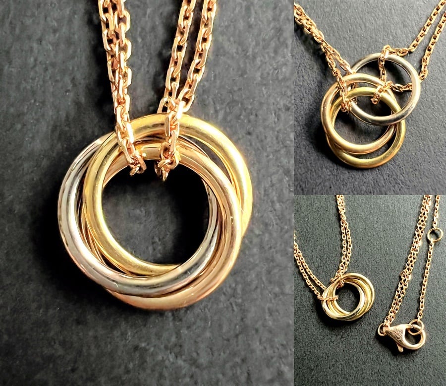 CARTIER カルティエ K18 PG WG YG 3カラー ダブルチェーン トリニティ