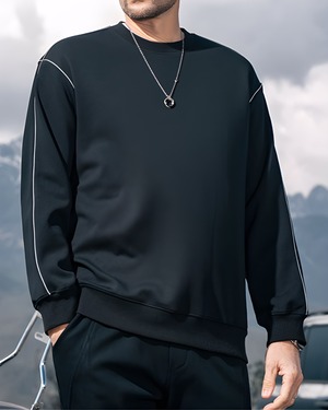 ライン入り クルーネックスウェットシャツ 5色 E0199