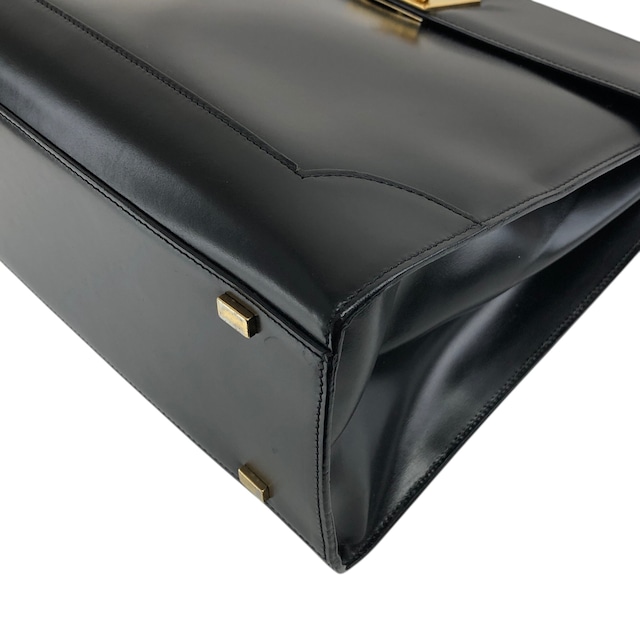 CELINE セリーヌ ハンドバッグ ブラック ガンチーニ マンテル レザー vintage ヴィンテージ オールド gpjwxc