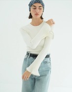 CLANE EMBELLISHED FRILL SLEEVE KNIT TOPS