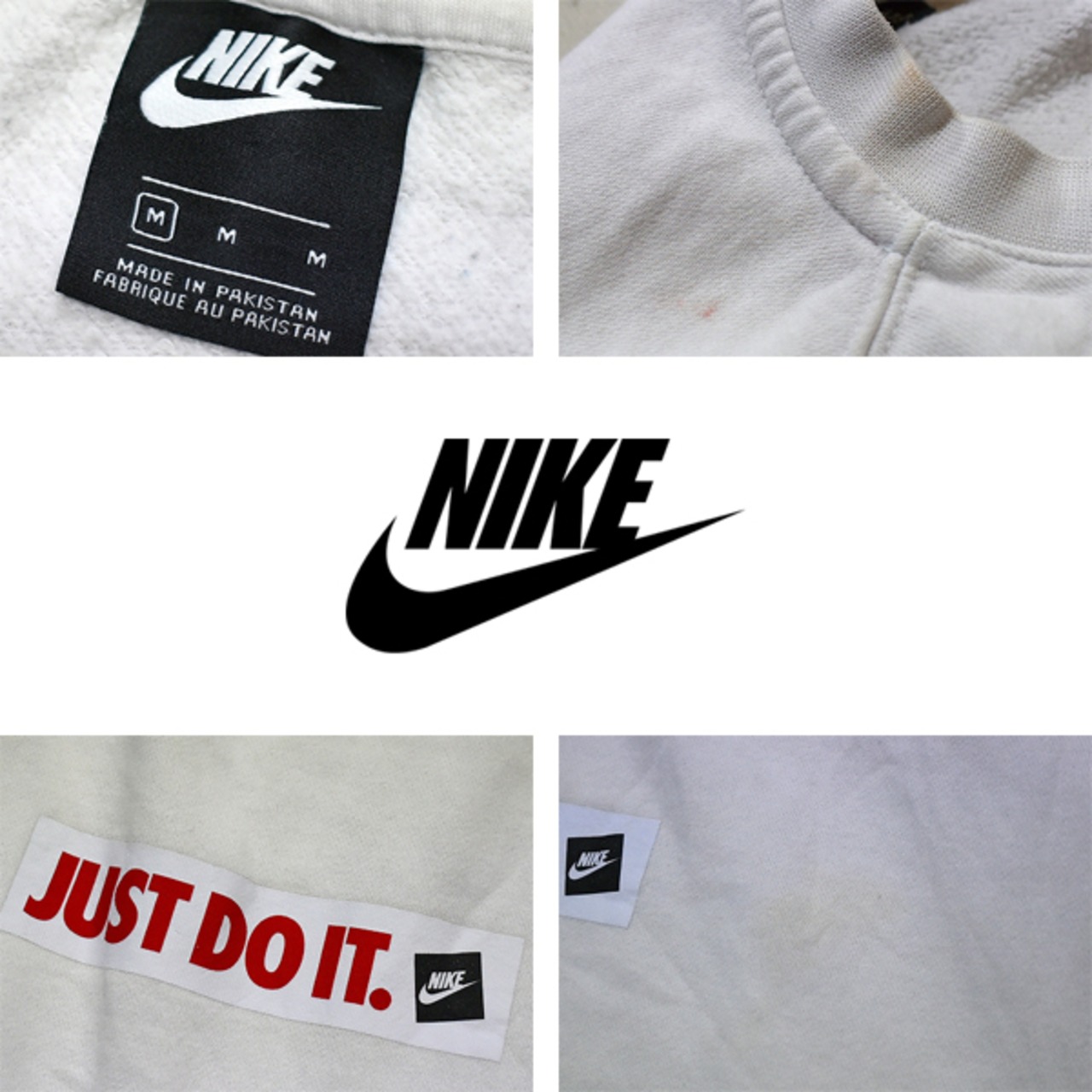 1点物◇NIKEナイキJUST DO IT白スウェットUSA古着MメンズXLレディース 