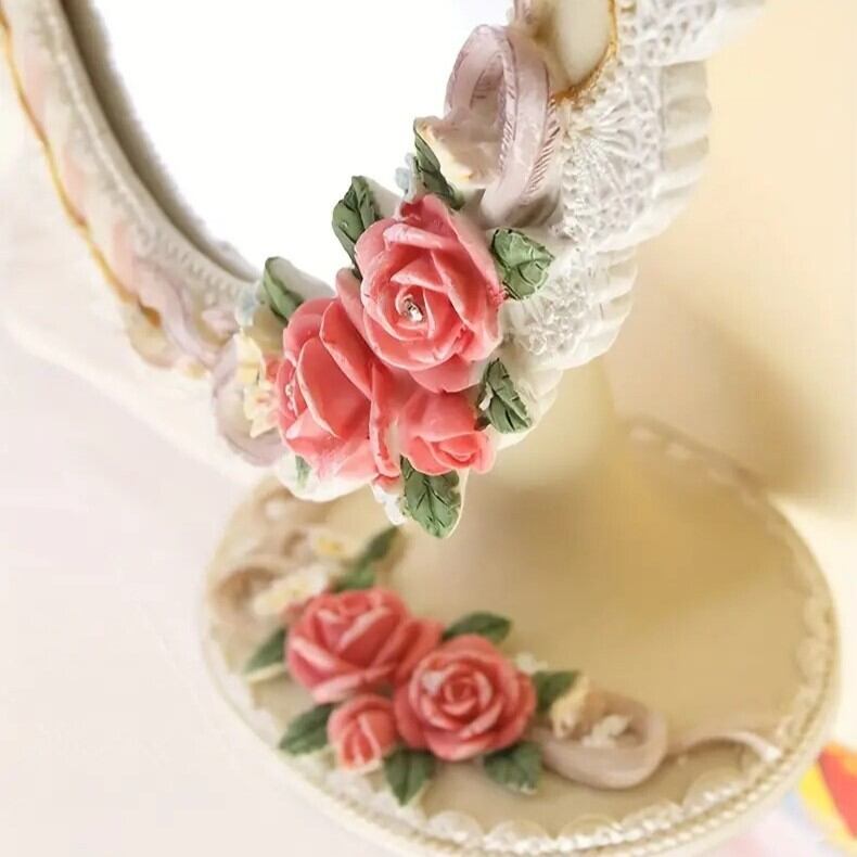 ローズミラー ロココ調 卓上 アンティーク 鏡 姫系 クラシック 薔薇