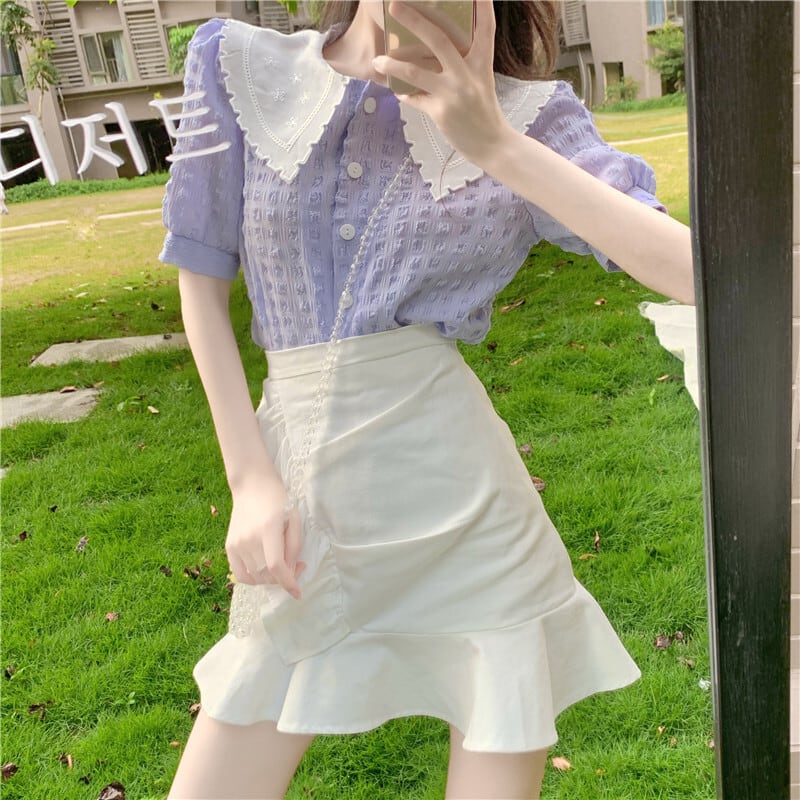 ショート ミニ丈 スカート フリル レディース 2021 夏 新作 10代  