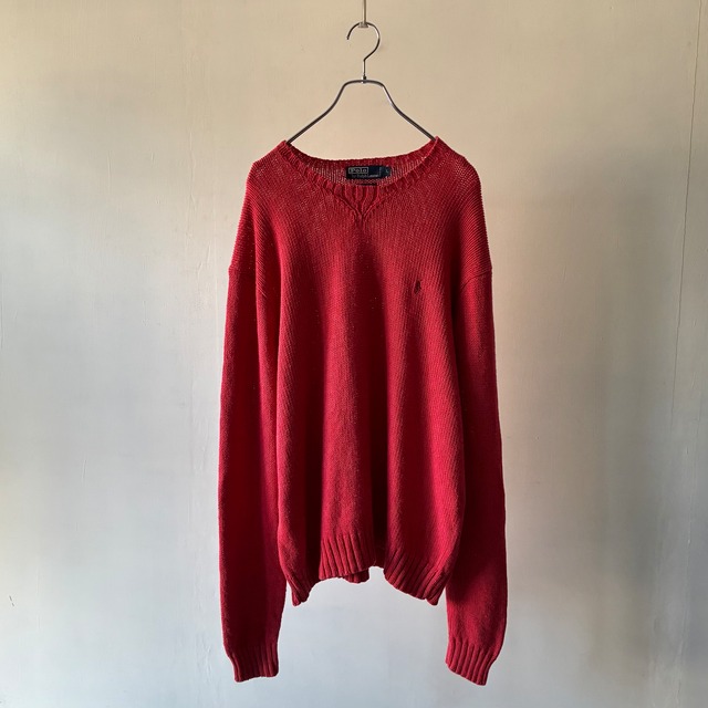 -Ralph Lauren- one point logo linen× cotton knit