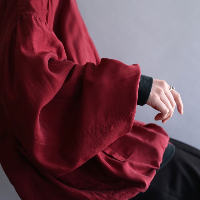 deep red over size silk blouson