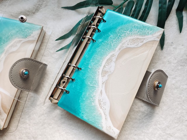 450.オーシャンレジンアート 手帳型ノート