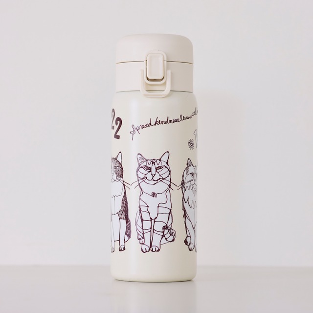 +HAyU （プラスハユ） 保温保冷ボトル 350ml / キャットトリオ ワンプッシュボトル ステンレスボトル WHATK-0076 A