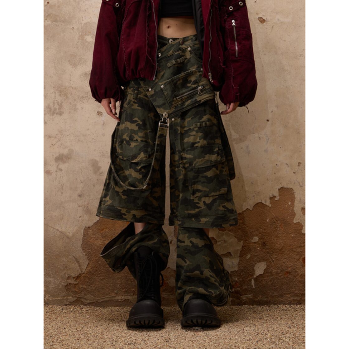PERSONSOUL Camouflage Overalls with Zip-Off Legs | Pay ID