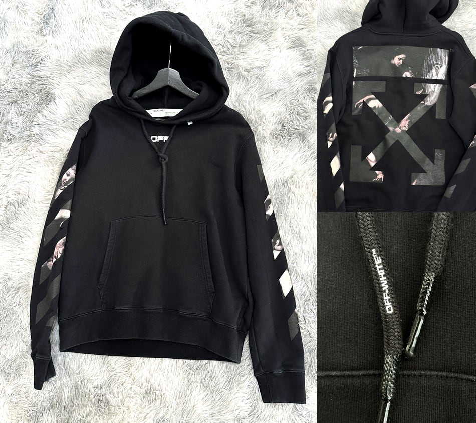 2020 OFF-WHITE Caravaggio Jersey Hoodie Black/2020 オフホワイト