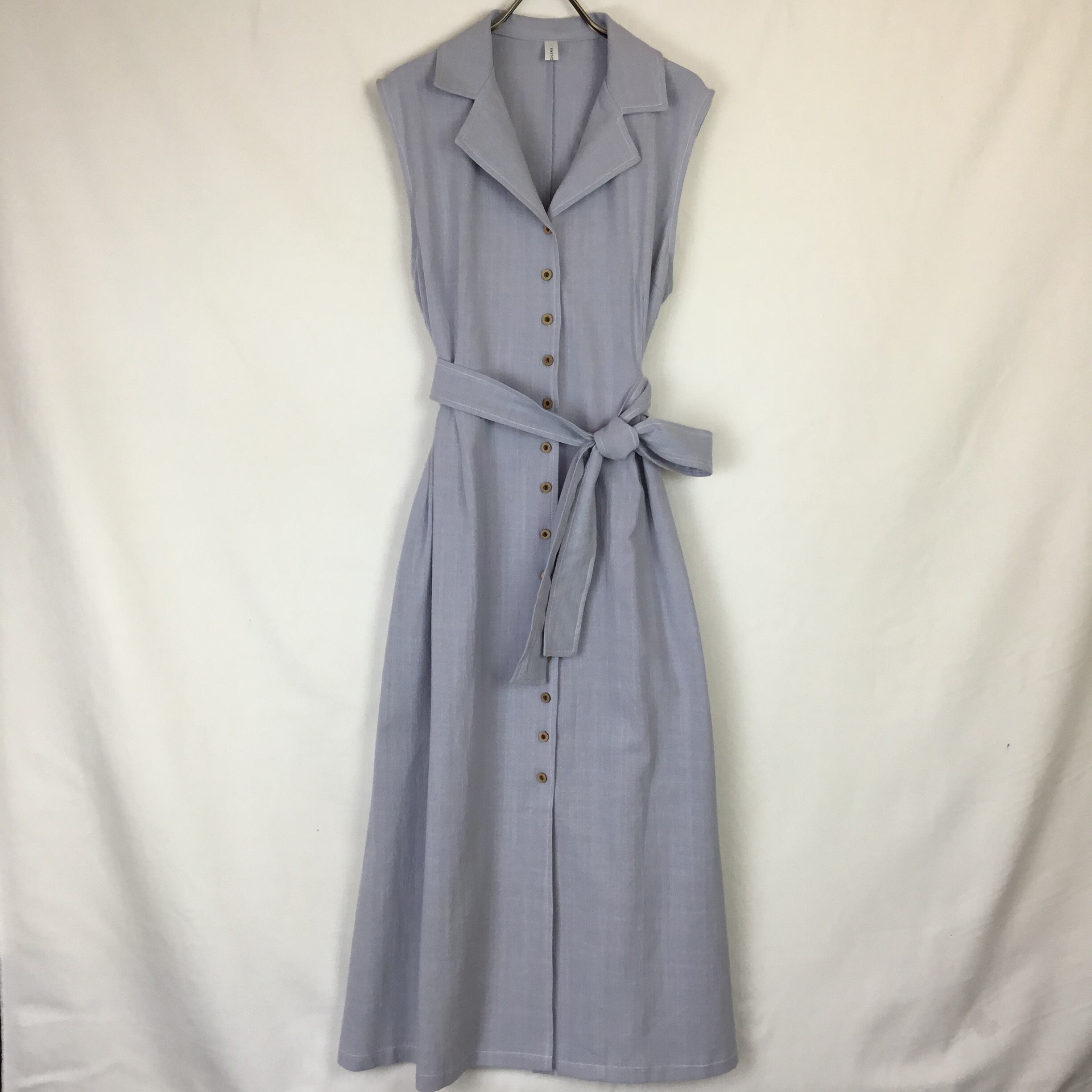 ノースリーブシャツワンピ ライトブルー Unerobeme