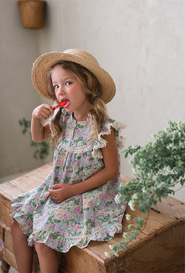 ※お洋服と同梱限定※【5/9〆予約】<flo>  Mitchell flower straw Hat
