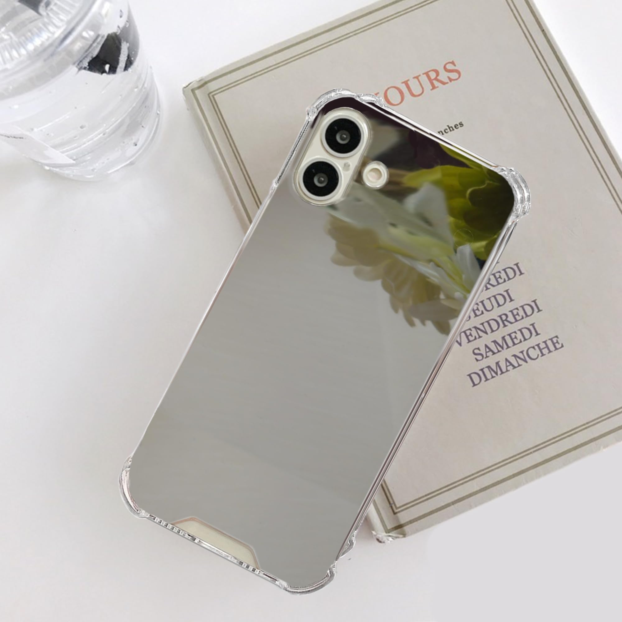 【Pinscher(ピンシャー)】 iPhone17用 (クリア、シルバー)6.3インチ ミラー ケース アイフォン17用 ケース スマホケース カバー バンパー 鏡 鏡面 TPU 耐衝撃 擦り傷防止 軽量 薄型 pc004-17-s1