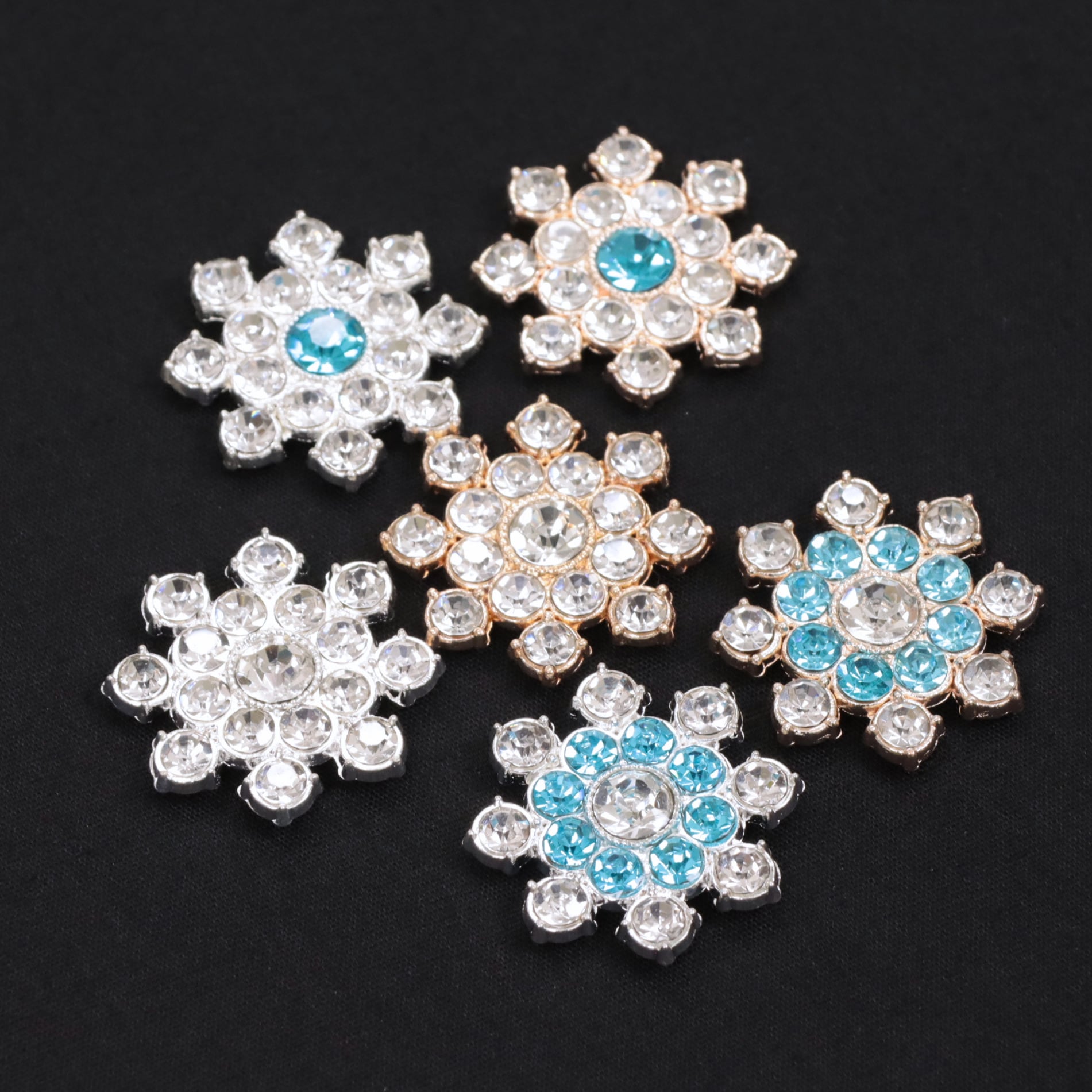 ビジュー パーツ 雪の結晶 金属 イミテーション パール 02000089