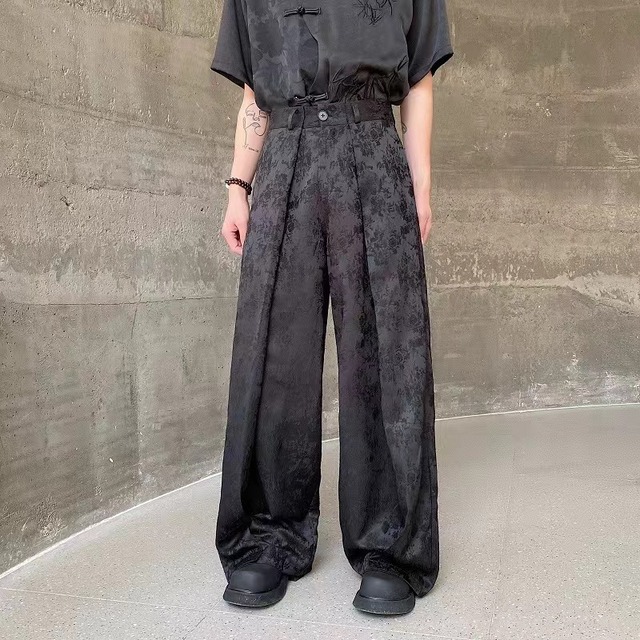 【之】★ズボン★ブラック コーヒー色 ファスナー デザイン メンズ 中国ファッション