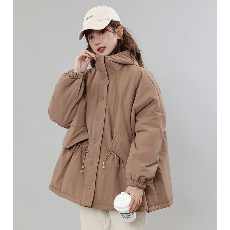 スタンダードジャケット レディースウィンターフードショートウェスト コットン レトロ 冬物 萌量不足32967087591