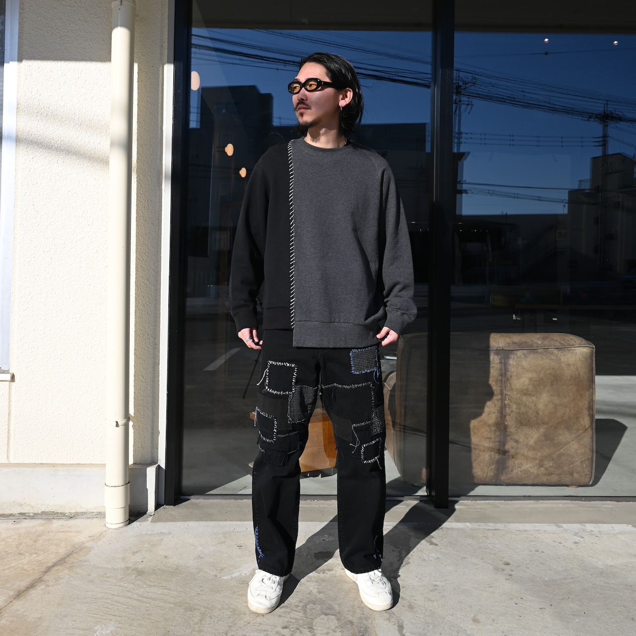 KUON / Sashiko Docking Sweatshirt