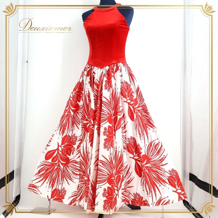 フラダンス衣装ノースリーブドレス レッド フラダンス衣装ノースリーブドレス レッド フラダンス 衣装 ワンピース