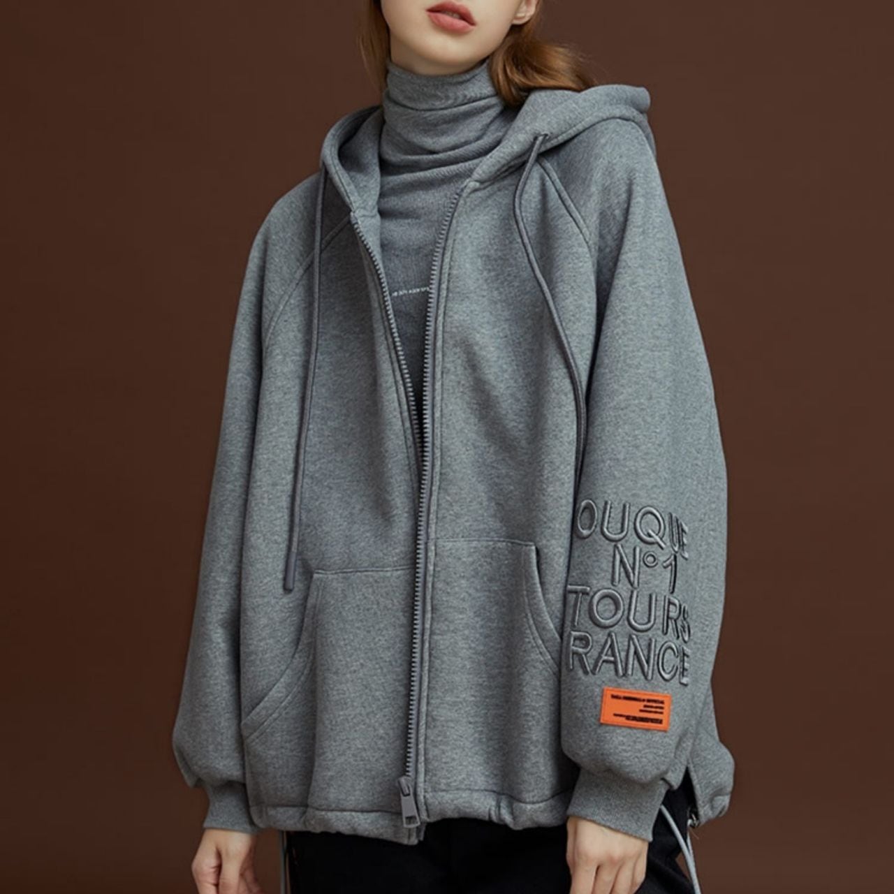 スリーブロゴジップアップフーディ 2col R00785