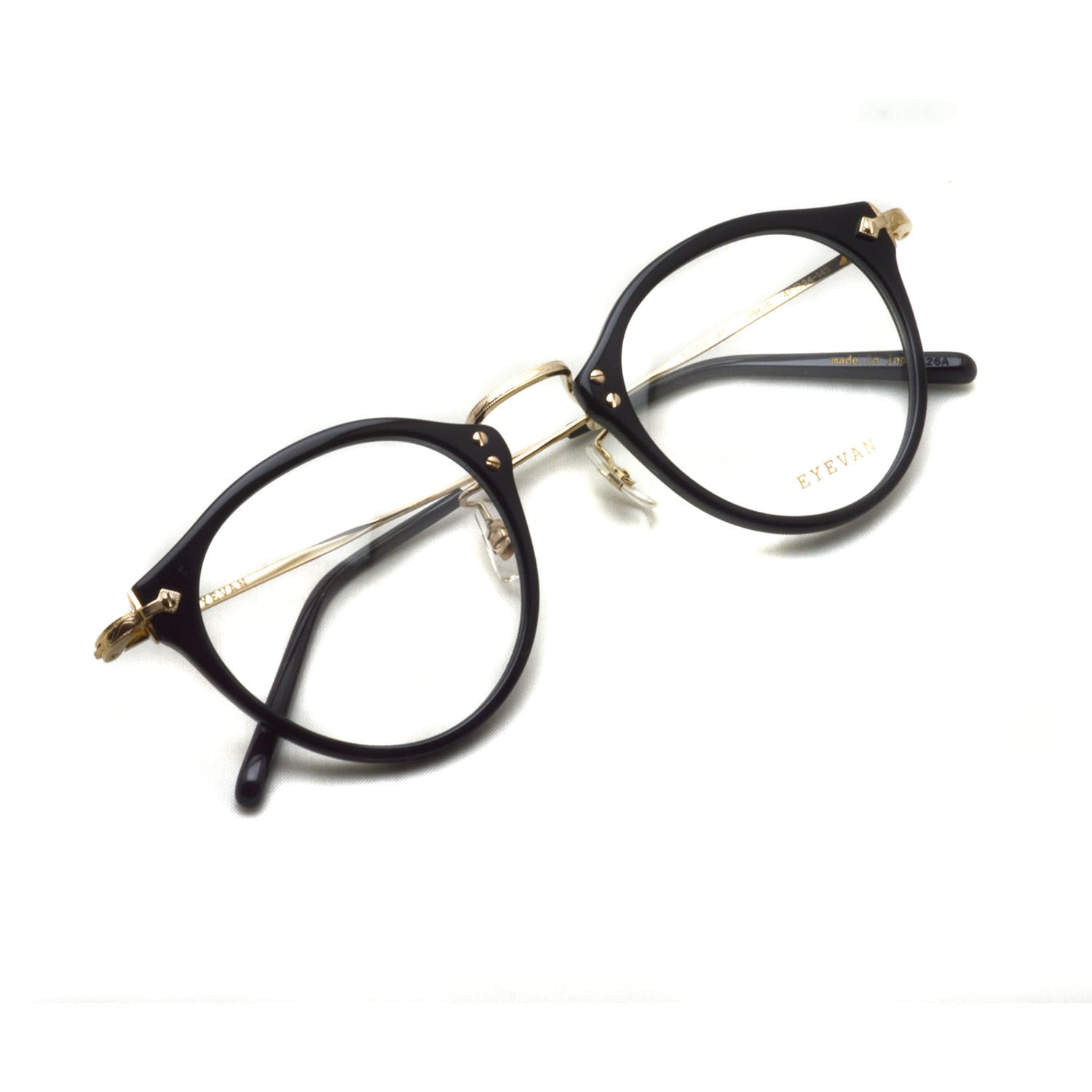 【美品】EYEVAN E-0505-SUN ブラック ゴールド PBK/G EYEVAN アイヴァン / E-0505 / PBKG ピアノブラック-ゴールド メガネ