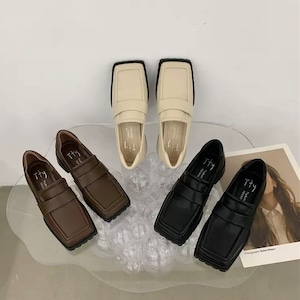 square toe platform loafers N20277