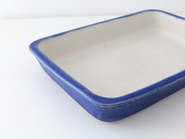 菅谷太良 四角鉢 ブルー