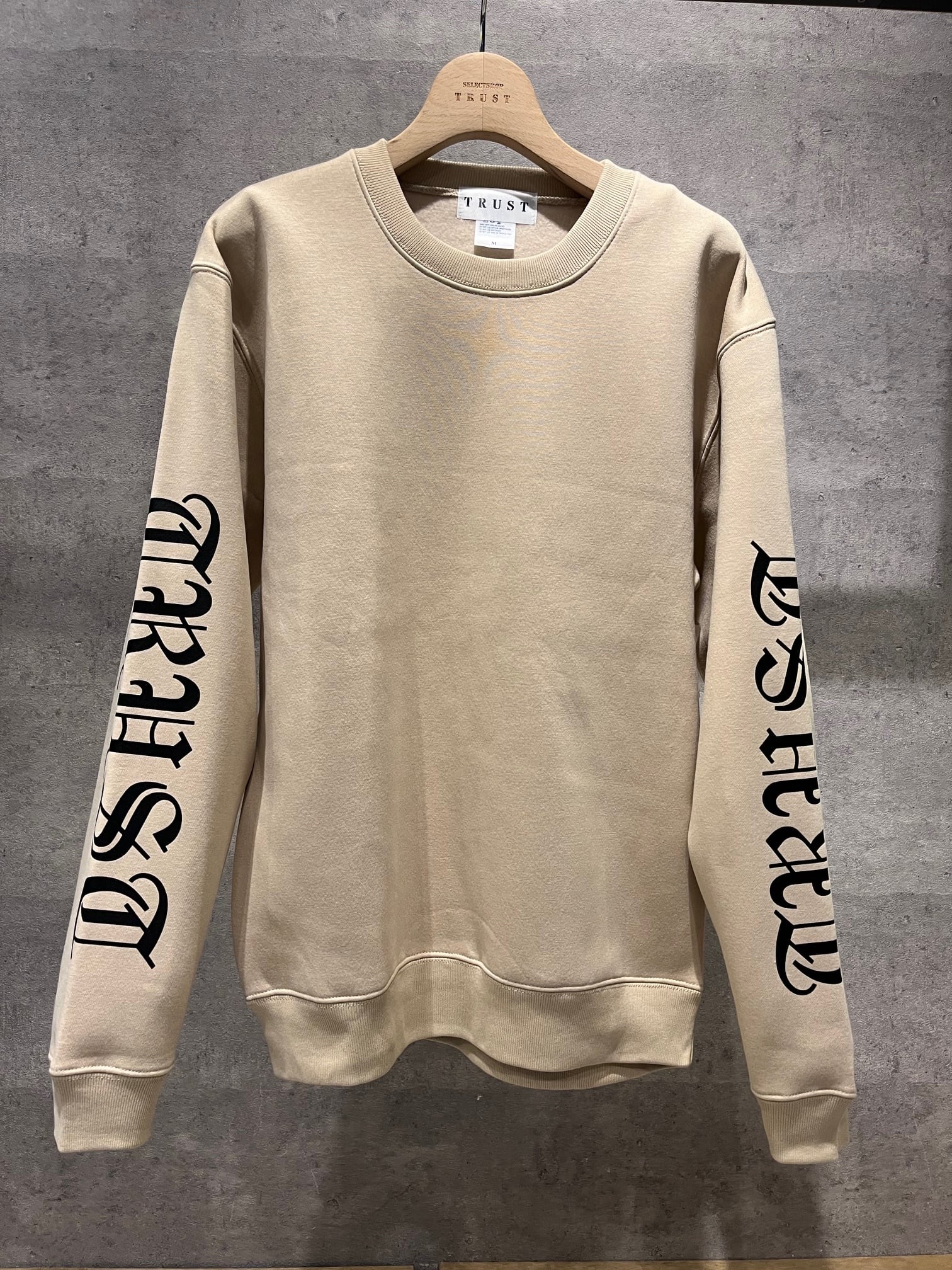 【サンドベージュ】original袖logo裏起毛sweat