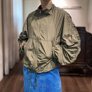 nylon zip stand coat khaki