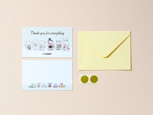ミニメッセージカードセット　イエロー　シンプル（カード4枚+封筒2枚+シール2枚）